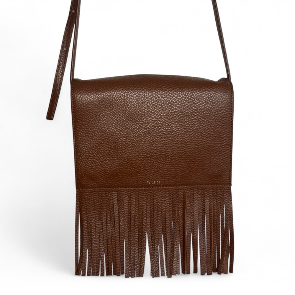 Auxiliary Reese Crossbody Leather Purse Brown Fringe GUC